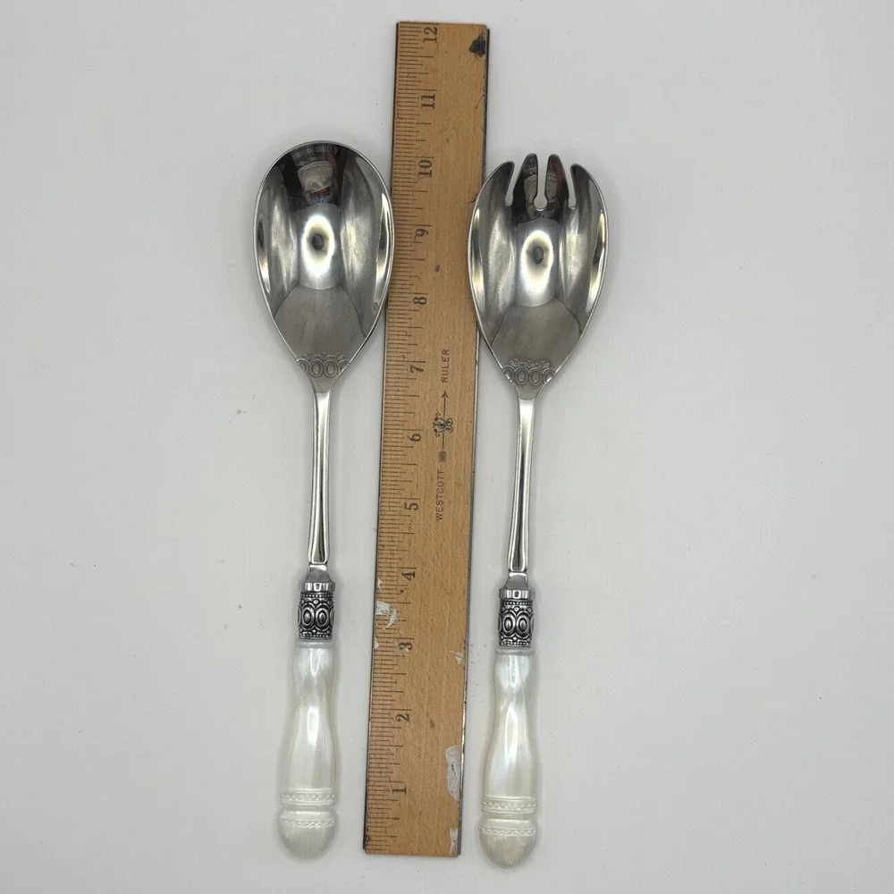 Coquette Regency SLAH Camden Serving Set White Pearl Resin Salad Servers & Forks